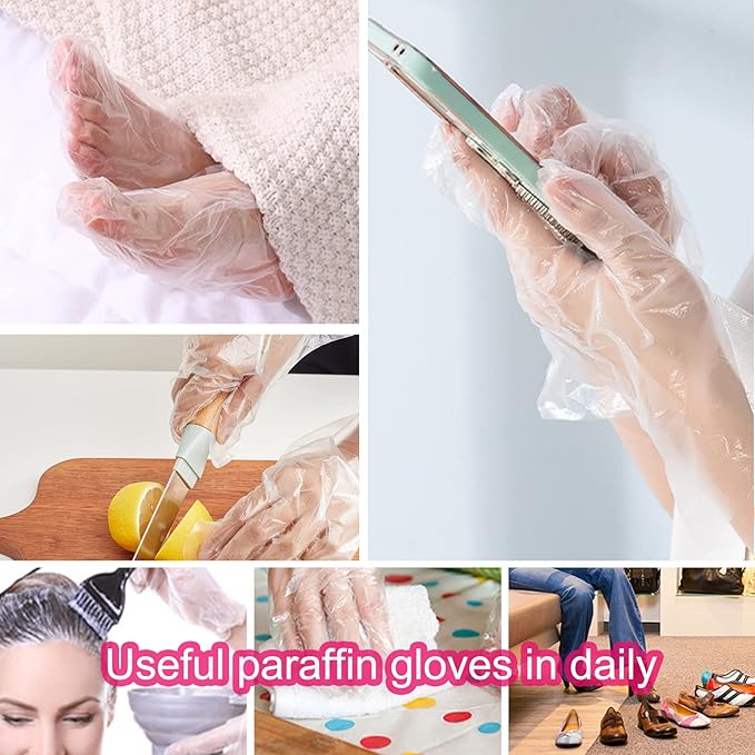 Paraffin Wax Liners for Feet and Hand, 200pcs Larger and Thicker Plastic Hand and Foot Bags, Plastic Paraffin Bath Mitt Glove and Sock Liners Paraffin Wax Mitts (paraffin gloves for hands and foot)