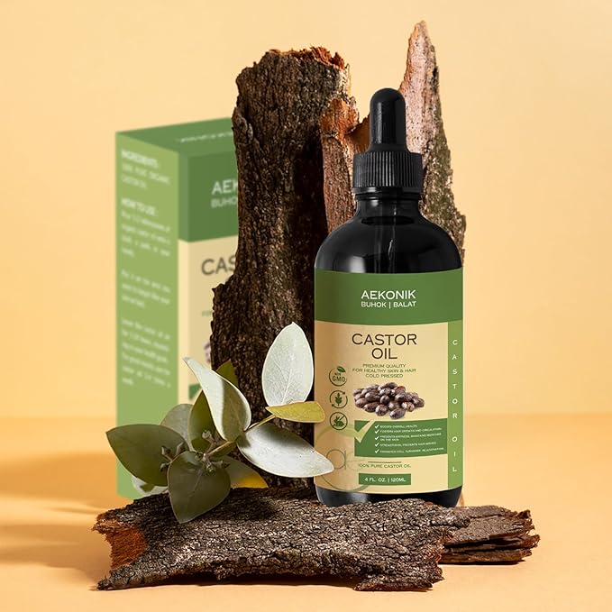 Organic Cold Pressed Castor Oil - Promotes Hair Growth, Scalp Health & Deep Moisturization - Pure & Natural Healing Properties - Versatile Use for Hair, Skin & Eyelash Growth | 4fl oz (120 ml)