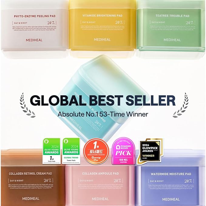 Mediheal Vita Collagen Under Eye Patches & [Disney Pixar Edition] Madecassoside Blemish Toner Pad for Daily Blemish Care