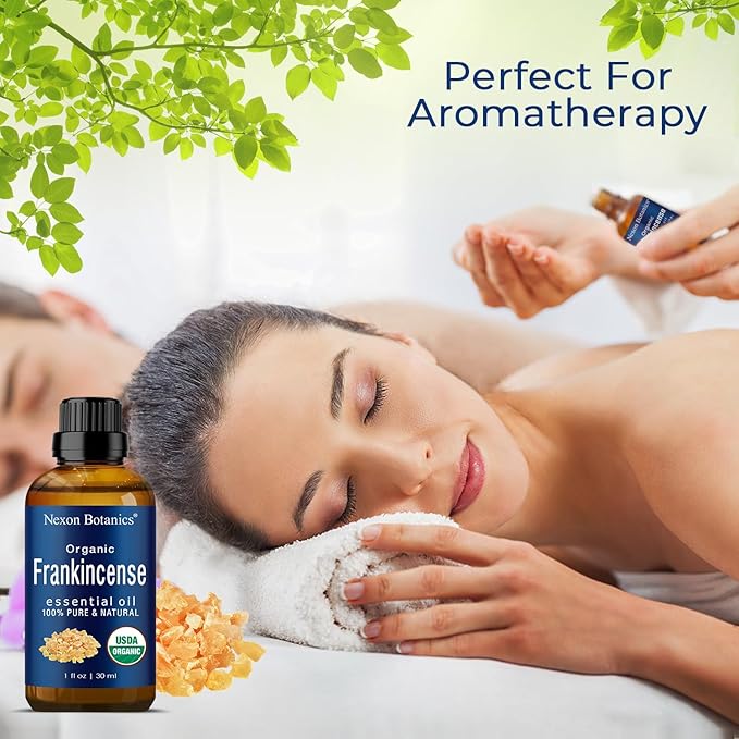 Organic Frankincense Essential Oil 30 ml - Pure Natural Boswellia Serrata for Diffusers, Aromatherapy, and Rejuvenating Skin & Hair Care - Nexon Botanics