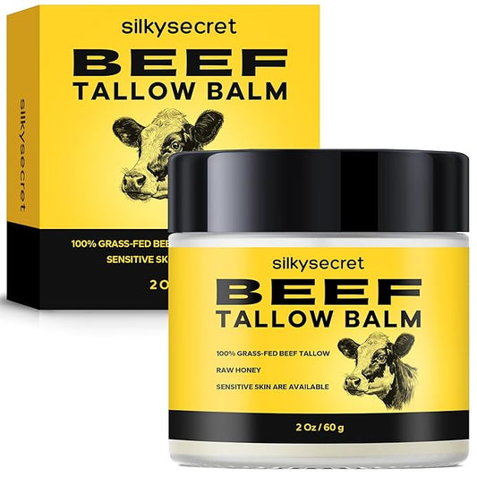 Beef Tallow Balm (2 Oz), Natural Tallow & Honey Blend, Nourishing Face & Body Moisturizer for Dry, Sensitive Skin, Hydrating Skin Balm