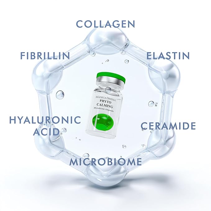 MADECA DERMA Phyto Calming Microbiome Ampoule – Calming with Soothing Botanicals, Hyaluronic Acid & Anti-Redness Complex, Korean Skincare for Redness Relief & Skin Repair (0.23 fl oz x 5 Bottles)