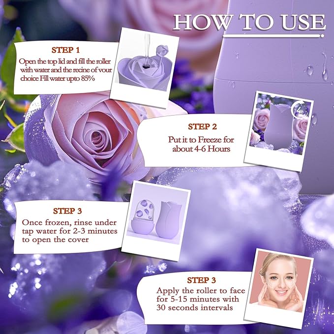 Ice Roller For Face，Cryo Cube Ice Roller For Facial And Eye,Skincare Tools,For Relieving Facial Edema, Shrinking Pores, And Lifting And Firming The Skin (Purple)