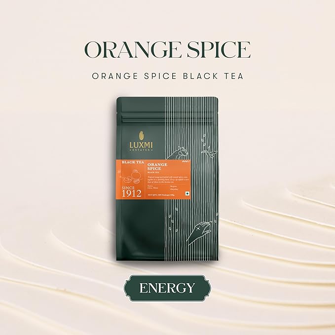 Luxmi Estates - Orange Spice - Organic Black Darjeeling Tea - 50 Tea Bags| Limited Fall Tea | Special Edition Autumn Tea | Smooth, Flavorful, Robust and Caffeinated