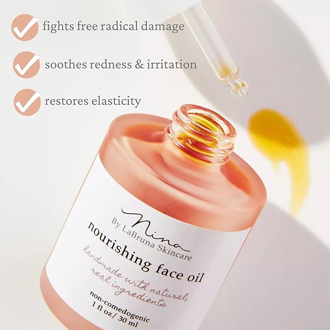 Nourishing Facial Oil - 1 Fl Oz - Cleansing Vitamin C Face Oil for Dry Skin - Gua Sha Facial Oil for Women - Dry Skin Face Moisturizer for Aging Skin Care