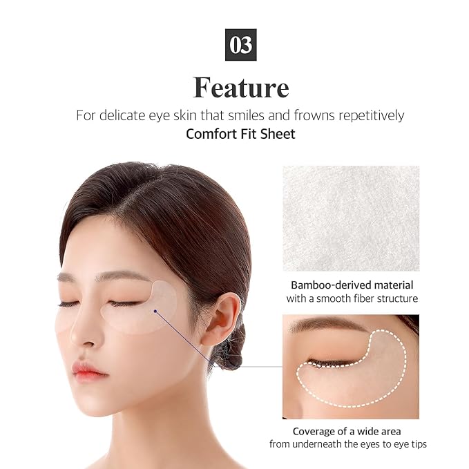 B-Glucan Deep Firming Eye Mask 60 Pieces (30pairs) - Mushroom Eye Patch, Soft Bamboo Sheet Mask, Skin Firming & Revitalizing, Madecassoside, Green Tea Leaf Extract, Beta Glucan, Witch Hazel Extract