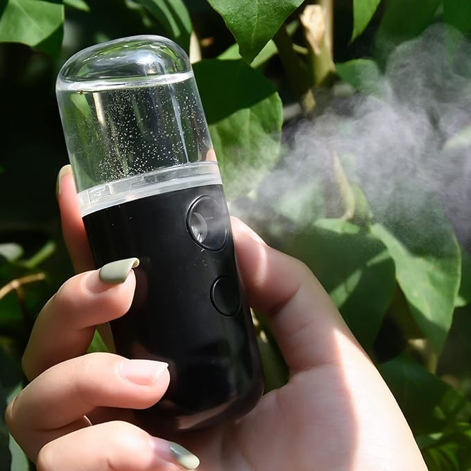 Kingsmile Nano Facial Mister,Moisturizing Nano Mist Sprayer, Portable Mini Nano Mister, Handy Lash Mister for Eyelash Extensions, Face Mister with 1OZ /30ML Visual Water Tank Black