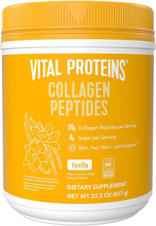 Vital Proteins Grass Fed Collagen Peptides Powder, Helps Support Healthy Hair, Skin, Nails, Bones and Joints - Hydrolyzed Collagen - Vanilla 23.2 oz
