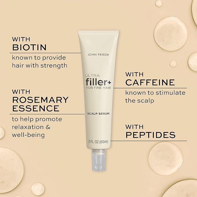 John Frieda ULTRAfiller+ Hair Density Scalp Serum for Fine Hair, Volumizing Hair Serum, Scalp Treatment for Thickening for Women and Men, 2 Oz