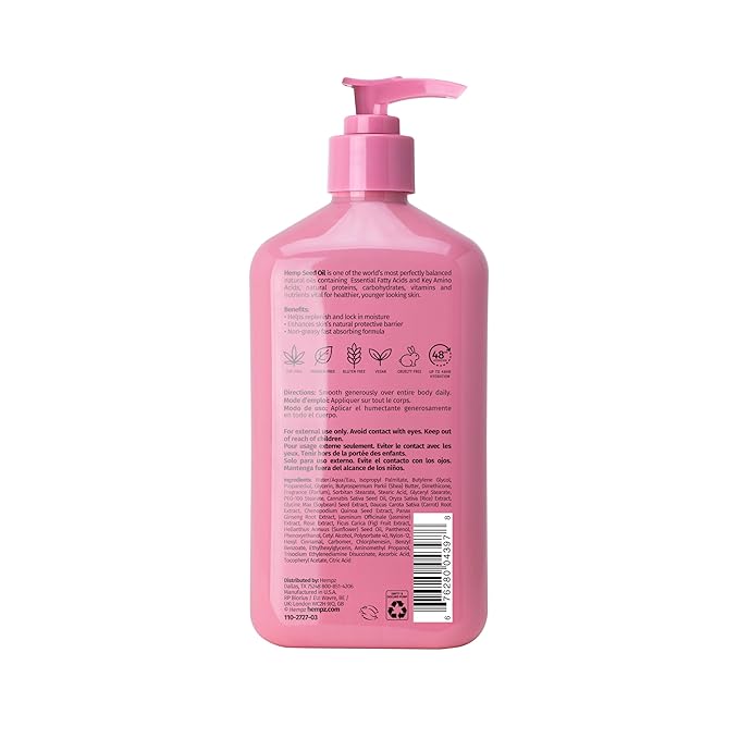 Hempz Sweet Jasmine & Rose Herbal Body Moisturizer for Women, 17 Fl. oz. - Moisturizing Lotion with 100% Pure Hemp Seed Oil, Collagen, Shea Butter - Hydrating Vegan Lotion for Dry Skin