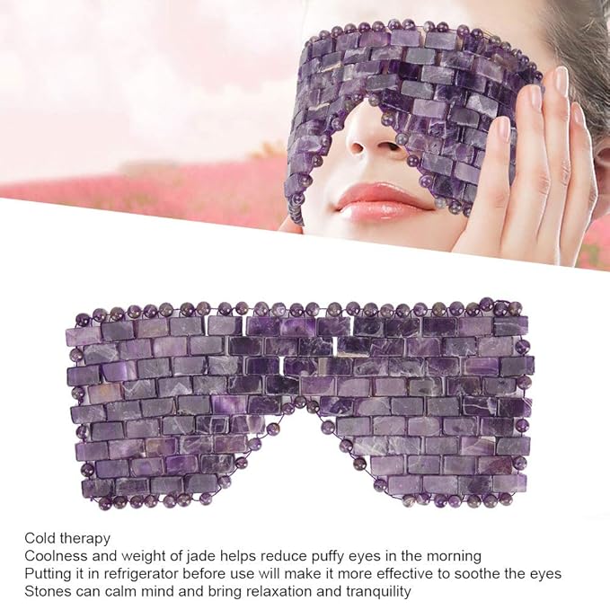 Jade Eye Mask, Jade Stones Agingproof Cooling Sleeping Eye Mask, Cold Eye Covers For Relief Eye Fatigue (Amethyst)