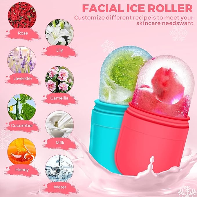 2PCS Ice Roller Mold For Face,Eyes & Neck, Your Natural Glow,Brighten Your Skin,Reduce Acne & Fine Lines,Shrink Pores,Lubricate Skin,Reusable Facial Treatment,Tightens & Tones Skin,De-Puff Eye…