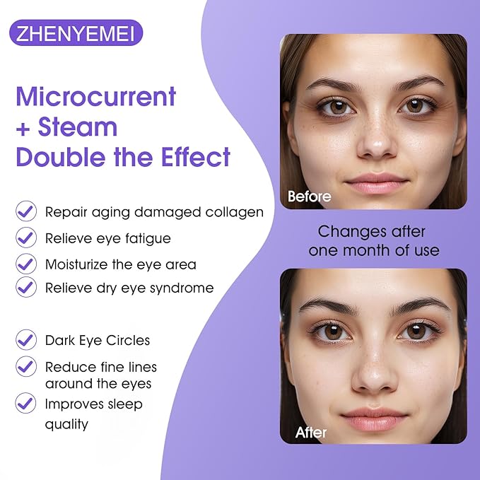 Microcurrent Steam Eye Mask, Self Heated Warm Compress For Fast Relief 7Pcs