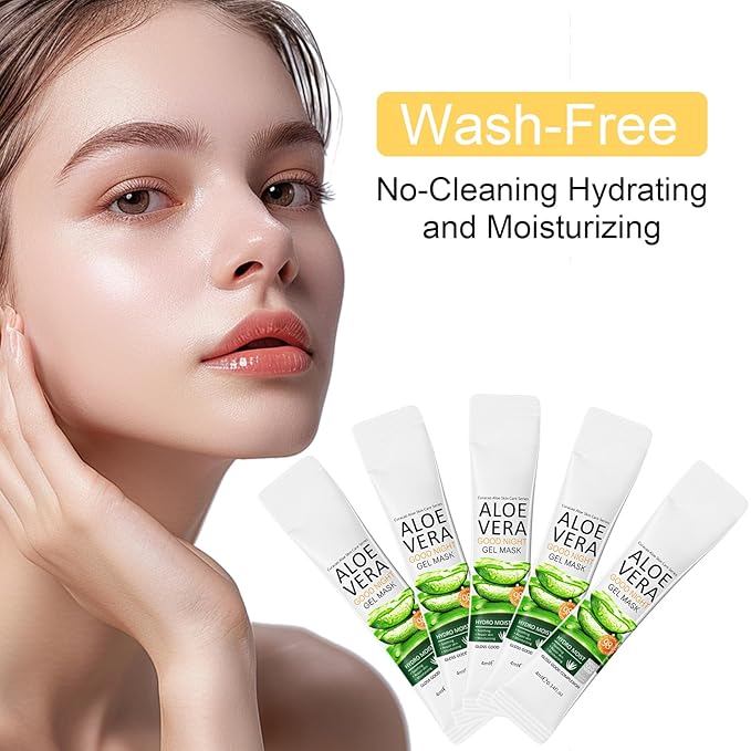 40 Packs Aloe Firming Sleeping Mask, Wash-Free Anti Aging Moisturizing Face Mask, Smooth & Tight Skin, Easy to Carry, Individual Packaging