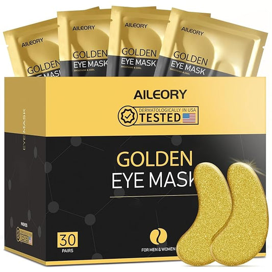 Under Eye Patches (30 Pairs) – 24K Gold Collagen Eye Masks for Puffy Eyes, Dark Circles, Bags, and Wrinkles – Soothes, Smooths, and Revitalizes Tired Skin