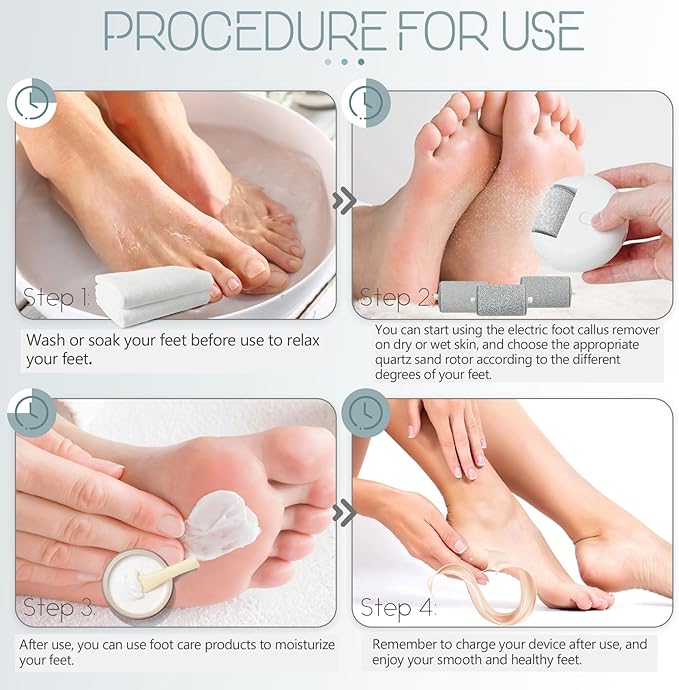Automatic Callus Remover for Feet, Rechargeable Pedicure Tools for Feet, Electric Foot Callus Remover with 3 Roller Heads 2 Speed, Waterproof Foot File Perfect for Dead Hard Cracked Dry Skin