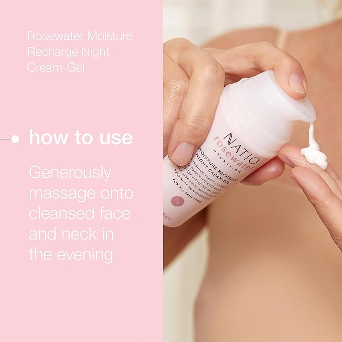 Australia Rosewater Hydration Moisture Recharge Night Cream-Gel, 2.7 oz - Face Moisturizer with Shea Butter - Face Cream for All Skin Types