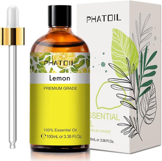 3.38FL.Oz Lemon Essential Oil, for Aromatherapy Diffusers, Humidifiers, Great for DIY Candle and Soap Making, Gift for Friend