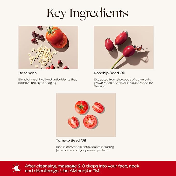 Trilogy Rosehip Oil Antioxidant+, Certified Organic Hydration & Repair Beauty Oil, 1.0 fl oz