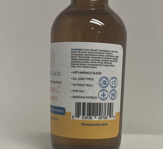 Vitamin C Serum for Face Anti Aging with Aloe Vera & Pro Vitamin Fruit Extracts Anti-Oxidant Anti Wrinkle Boost Collagen Production Day & Night 2oz