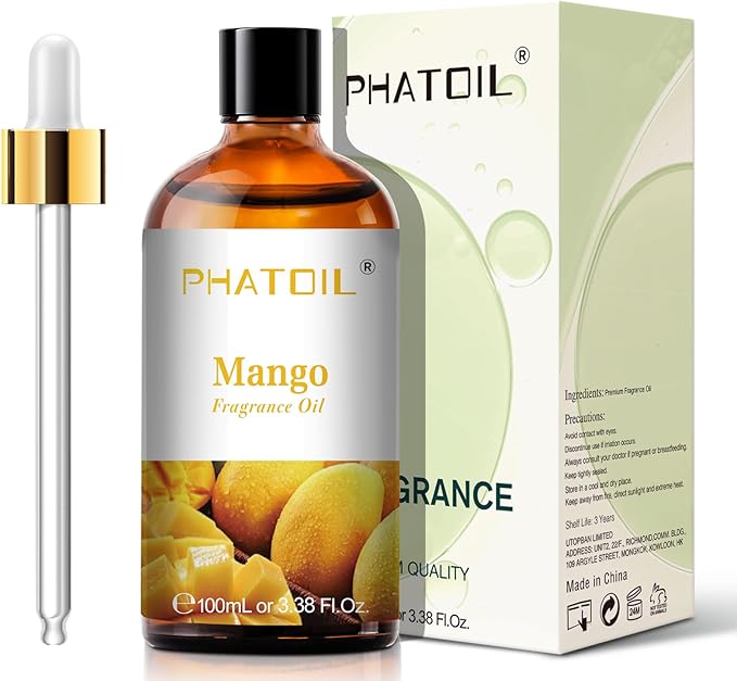3.38FL.OZ Mango Fragrance Oils for Aromatherapy, Essential Oils for Diffusers for Home, Perfect for Diffuser, Yoga, Skin Care, DIY Candle and Soap Making - 100ml