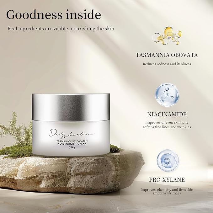 Dazzelslim Moisturizer Face Cream & Facial Serum Set, with Niacinamide, Sea Buckthorn Oil, & Pro-Xylane, Anti Wrinkle Cream, Deeply Hydrates & Smooths Fine Lines, Fragrance-Free, Made in Taiwan