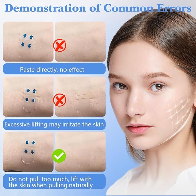 128 PCS Face Tape Lifting Invisible, Facel Lift Tape For Face Invisible Patch, Instant Face Tape for Jowls, Makeup Skin Face Lifting Tools For Double Chin Tape