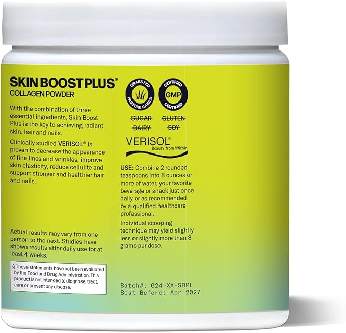 Sparkle Wellness Skin Boost Plus (Acai Lemonade) [30-Serves] | Collagen Powder Supplement with VERISOL Bioactive Hydrolyzed Collagen Peptides, Vitamin C & Hyaluronic Acid to Improve Skin Elasticity