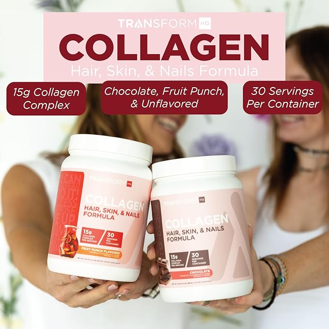 TransformHQ Beauty Collagen (30 Servings) Fruit Punch - Hair, Skin, & Nails Formula