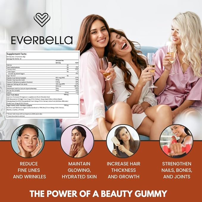 Nutraboost Beauty Gummies, Vegan Collagen Booster, Biotin, Skin Hair and Nails, Vitamin A, E, C, Citrus Flavor, 30 Day Supply, Sugar-free