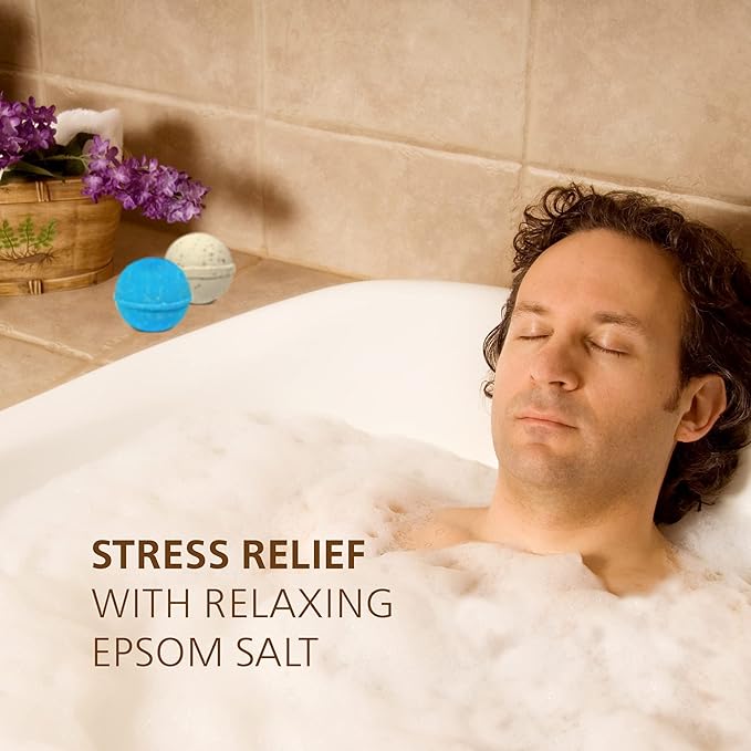 Organic Bath Bombs Gift Set for Men - Vegan Natural Ingredients - Absolutely Safe for Men - Relaxing Epsom, Himalayan, Dead Sea Salts & Essential Oils - Made in The USA