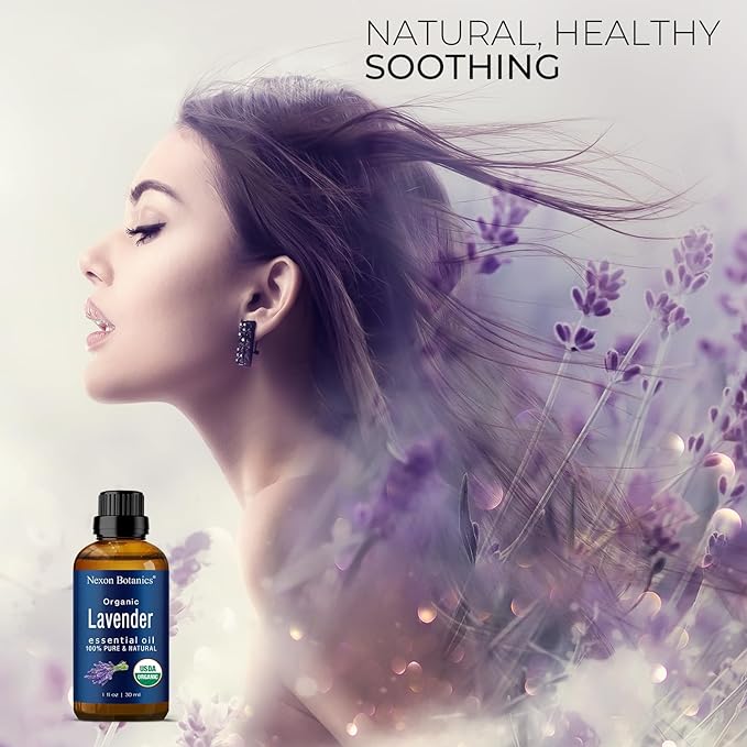 Organic Lavender Essential Oil 30 ml - Pure Natural Oils for Diffuser, Aromatherapy, Skin & Hair Care, Sleep Support - Aceite De Lavanda Orgánico - Nexon Botanics