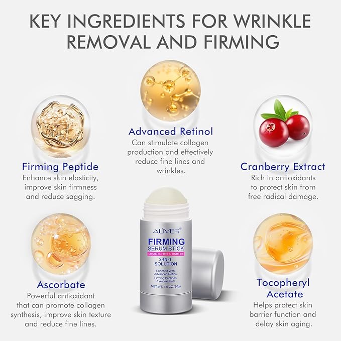 2025 Advanced Retinol Firming Serum Stick, Retinol Face Stick, 3-in-1 Smooth,Tighten and Firm Face,Neck & Jawline, Reduces Wrinkles,Nourishing Anti Aging Repair Cream for All Skin Types 2.02 OZ