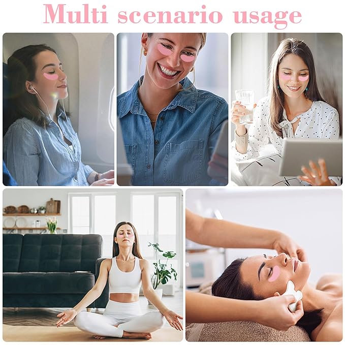 Under Eye Patches, Reusable Under Wrinkle Silicone Mask Pink, Plump Fine Lines & Wrinkles with Metal Eye Cream Applicator, Tin Case