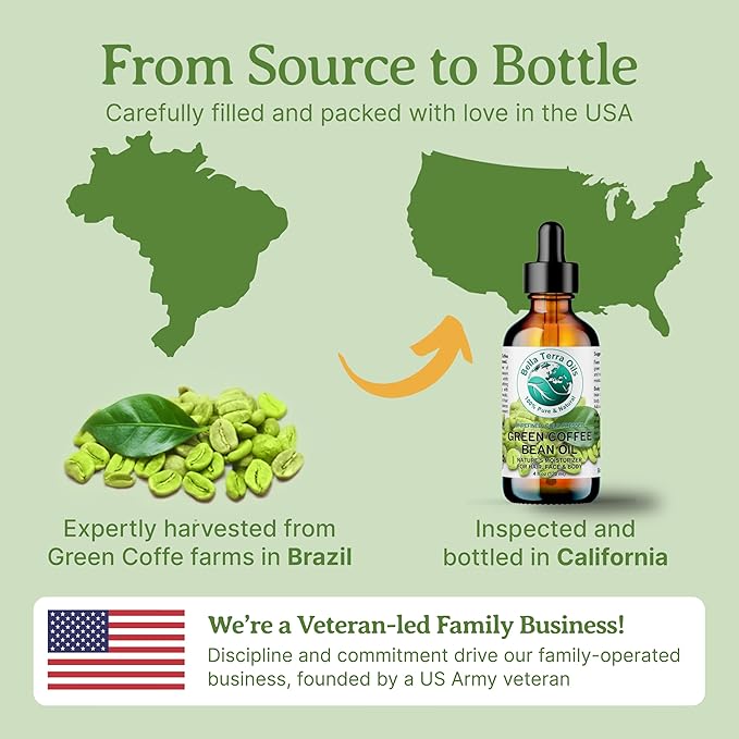 Bella Terra Oils - Green Coffee Bean Oil 16 oz - Dive into the World of Green Bean Coffee Extract, Boosted with Antioxidants, Supreme Skin Care Elixir