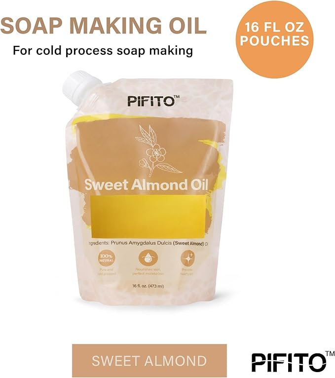 Sweet Almond Oil (16 oz) for Soap Making │ Premium 100% Pure and Natural Carrier Oil for Essential Oils, Skin Care, Hair and Body Oil, Moisturizing Massage Oil for Aromatherapy