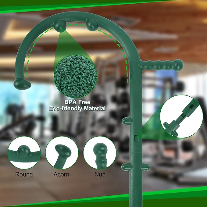 Massage Trigger Point Cane, Body Deep Tissue, Handheld Back, Neck, Shoulder, Leg and Feet Massager Rod, Muscle Release Tool Self Massage Hook Cane for Women & Men, Green