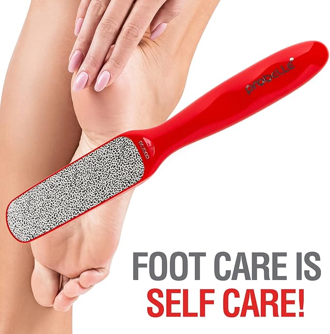 Probelle Double Sided Multidirectional Nickel Foot File Callus Remover - Immediately Reduces calluses and Corns to Powder for Instant Results, Safe Tool (Red)