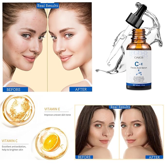 Vitamin C Face Serum, Vitamin CE Serum with Ferulic Acid, Vitamin E and Ferulic Serum Skin Care Vitamin C Serum for Face Anti Aging Face Care 1 Oz