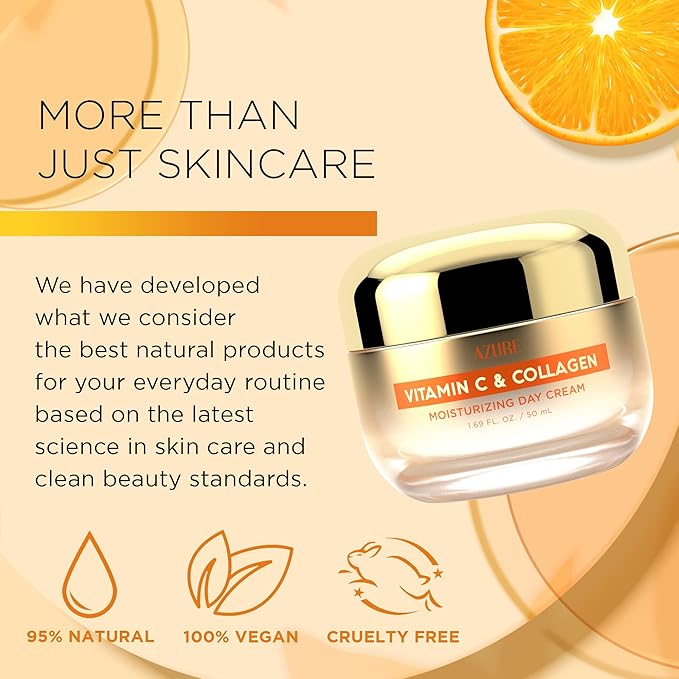 Azure Dermatologist Tested Vitamin C Face Moisturizer - K Beauty Anti-Aging, Glowing & Deep Hydration Face Cream - Korean Skincare - All Skin Types 1.69 fl oz