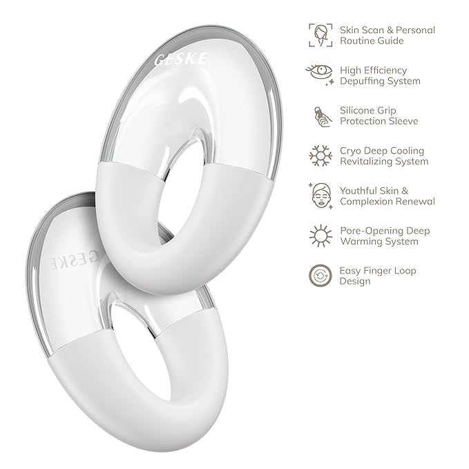 SmartAppGuided™ Cool & Warm Eye Massager | 7 in 1 | Multifunctional Massager | Eyes & Face | Battery-free Cooling & Warming | Firms, Relaxes & De-Puffs Skin | Ring-shaped Design for Easy Grip