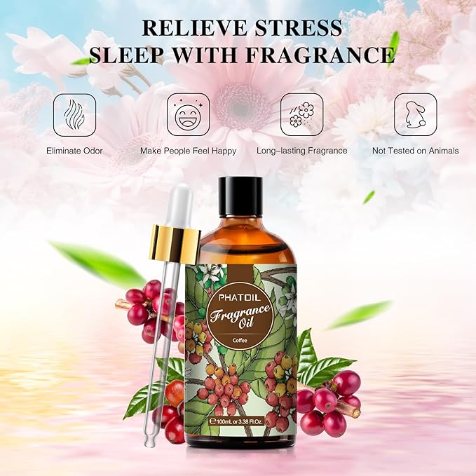 3.38FL.OZ Coffee Fragrance Oils for Aromatherapy, Essential Oils for Diffusers for Home, Perfect for Diffuser, DIY Candle and Soap Making, DIY Scented Products - 100ml