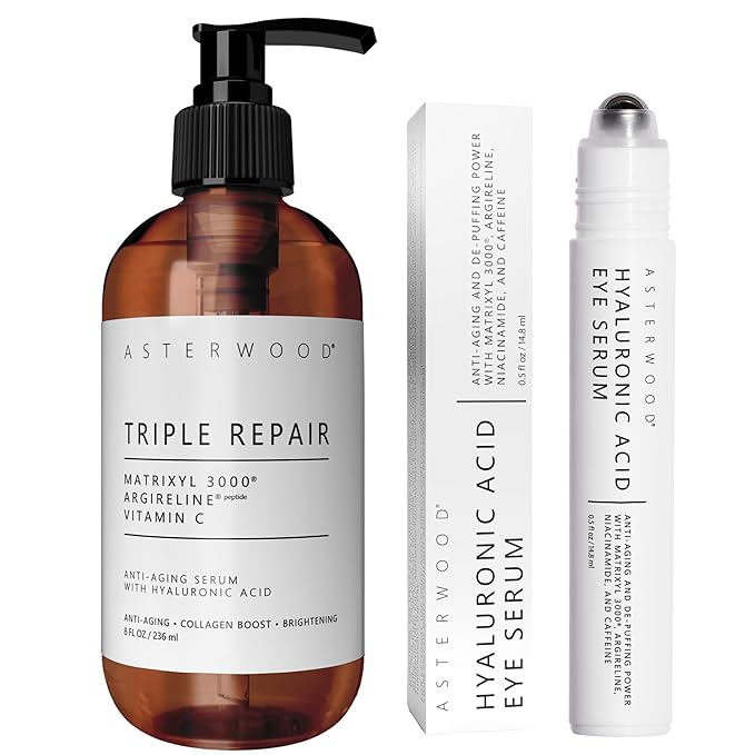 Asterwood Triple Repair Serum (8 oz) + Hyaluronic Acid Eye Serum