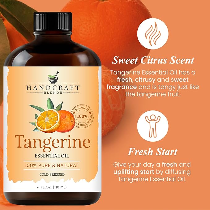 Handcraft Blends Tangerine Essential Oil - Huge 4 Fl Oz - 100% Pure and Natural - Premium Grade Essential Oil for Diffuser and Aromatherapy