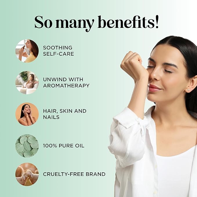 Pure Eucalyptus Essential Oil for Diffuser - Natural Eucalyptus Aromatherapy Diffuser Oil for Scalp Hair Skin and Nails - Undiluted Eucalyptus Essential Oils for Diffusers for Home and Self Care