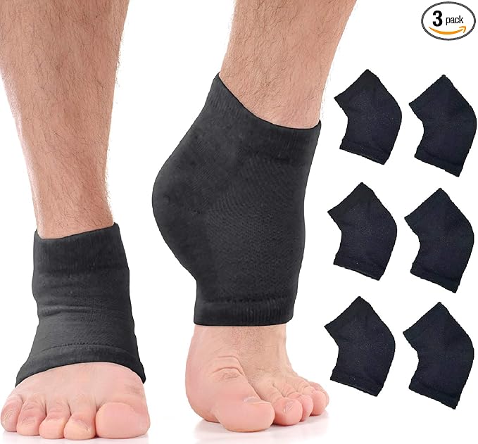 Moisturizing Socks for Men | Cracked Heel Treatment with Aloe Vera | Moisturizer Foot Callus Remover | Aloe Socks for Cracked Heels & Dry Cracked Feet | Lotion Infused Gel Heel Socks (XL - 3 Pairs)