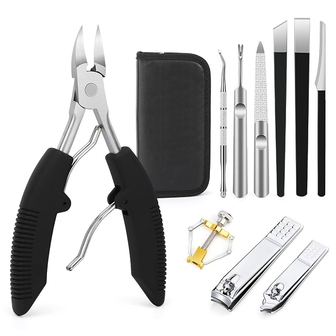 Segbeauty 10pcs Ingrown Toenail Removal Kit, Nail Clipper Toenail Clipper Manicure Pedicure Kit, Professional High Manganese Steel Blade Ingrown Toenail Corrector Tool Set for Remove Cuticle Callus