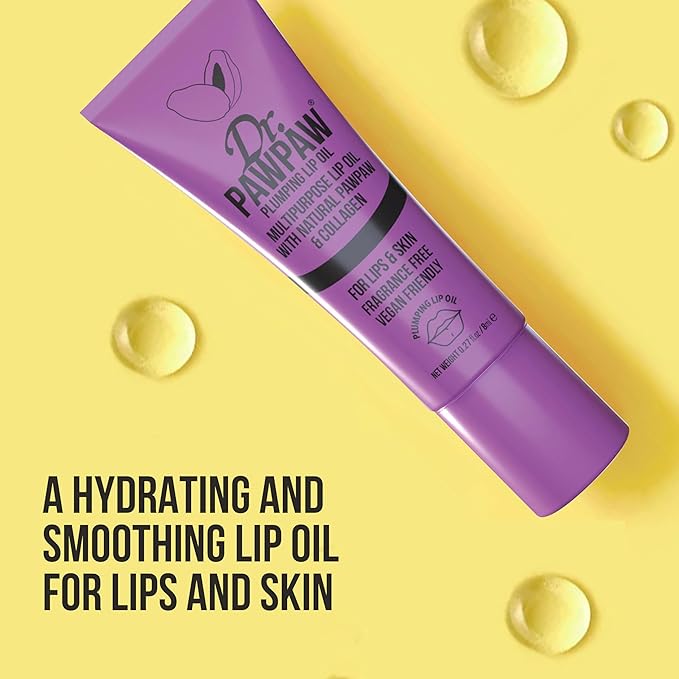 Dr. PawPaw Multipurpose Plumping Lip Oil - Intensely Nourishing Hydrating Lip Oil - for Women with Aloe Vera, Olive and Castor Oil - 0.27 oz