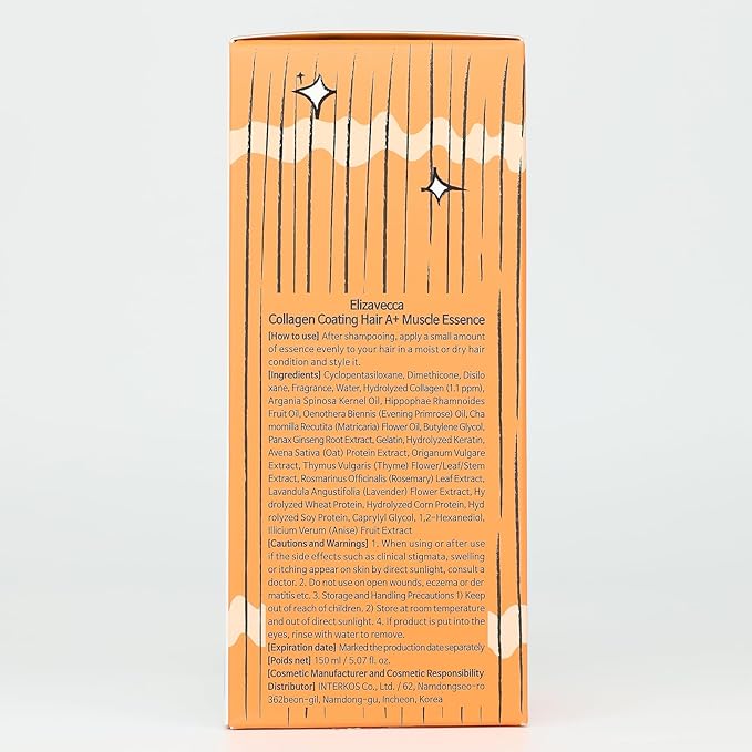 Elizavecca CER-100 Collagen Coating Hair Muscle Essence 150ml/5.07 fl.oz. - Leave-In Treatment Oil for Dry & Natural Hair | K-Beauty