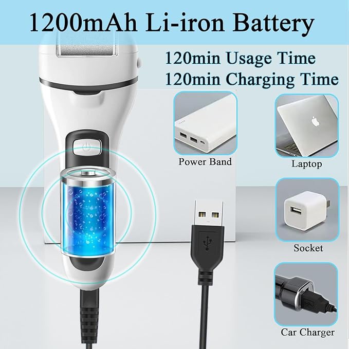 Rechargeable Callus Remover for Feet, 13-in-1 Professional Pedicure Tools Foot Care Kit, Foot Scrubber Electric Feet File Pedi for Hard Cracked Dry Dead Skin, 3 Rollers, 2 Speed, Battery Display
